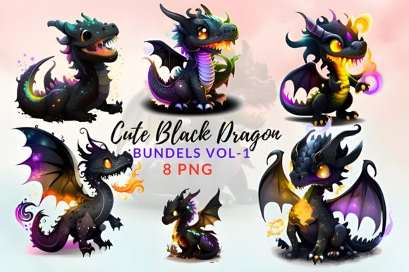 Download Cute Black Dragon Clipart Bundles 02 - Bundles Collection