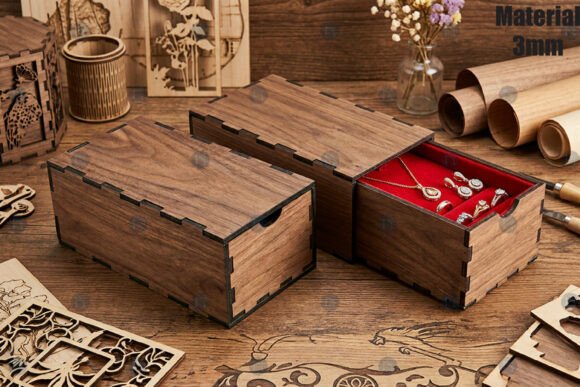 Download Laser Cut Elegant Wooden Drawer Box SVG - Wooden Collection