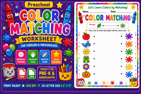 Download Preschool Color Matching Worksheet - Premium Resources
